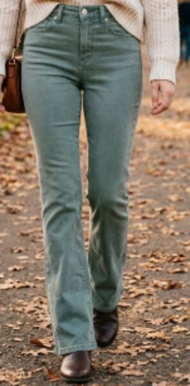 Flying Monkey Sage Green Hi Rise Flare Jeans sz 25 NEW